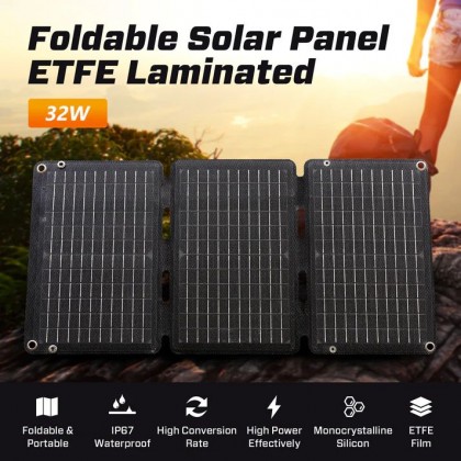JQB SUNWAVE 32W FOLDABLE SOLAR PANEL - FS 330*228MM / OS 680*330MM / 0.67KG / 5V 3.4A / 2YW JQB SUNWAVE 32W FOLDABLE SOLAR PANEL - FS 330*228MM / OS 680*330MM / 0.67KG / 5V 3.4A / 2YW