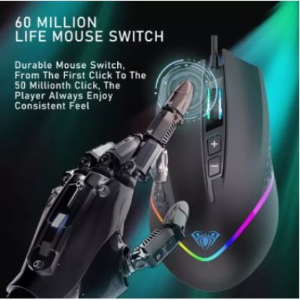 AULA F805 Gaming Mouse Marco 7 Programmable Buttons RGB Colorful Lighting 6 Gear DPI AULA F805 Gaming Mouse Marco 7 Programmable Buttons RGB Colorful Lighting 6 Gear DPI