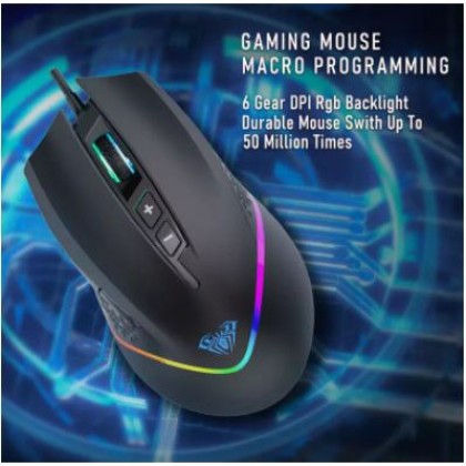 AULA F805 Gaming Mouse Marco 7 Programmable Buttons RGB Colorful Lighting 6 Gear DPI AULA F805 Gaming Mouse Marco 7 Programmable Buttons RGB Colorful Lighting 6 Gear DPI