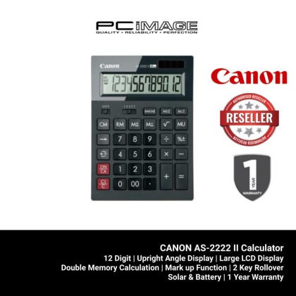 CANON AS-2222 II 12 Digits Desktop Calculator - Eco-concious and stylish arc design calculator