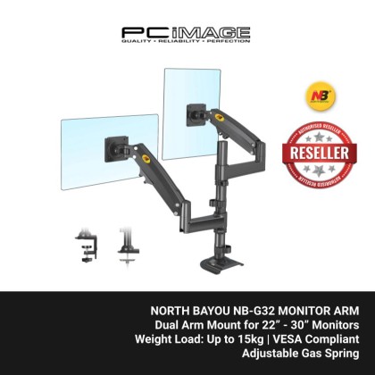 NB NORTH BAYOU NB-G32 GAS STRUCT DUAL MONITOR DESKTOP BRACKET HOLDER ARM DESK MOUNT FOR 22''-35" , UP TO 15KG EACH