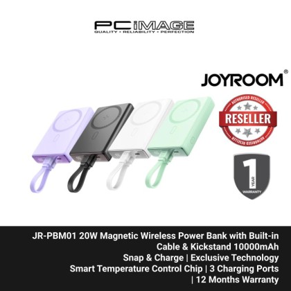 JOYROOM JR-PBM01 20W Magnetic Wireless Power Bank with Built-in Cable & Kickstand 10000mAh