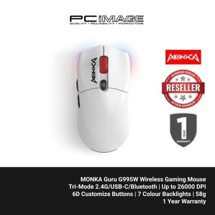 MONKA GURU G995W LIGHT WEIGHT WIRELESS GAMING MOUSE WITH RGB LIGHT