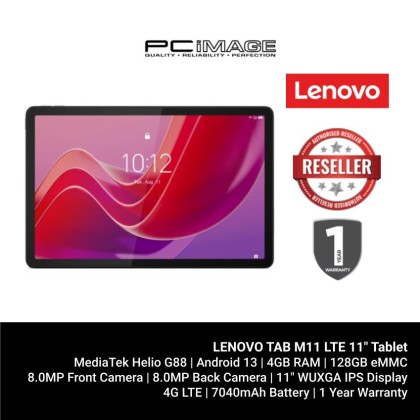 LENOVO Tab M11 LTE Tablet (Android13, Helio G88, 4GB, 128GB, 11" WUXGA, LTE)