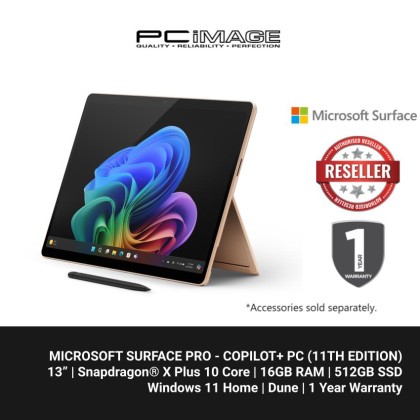 Microsoft Surface Pro - Copilot+ PC - 13" touchscreen - Snapdragon® X Plus 10 Core - 16GB Memory - 512GB SSD - Device Only - (11th Edition) - Dune + FREE BUNDLE