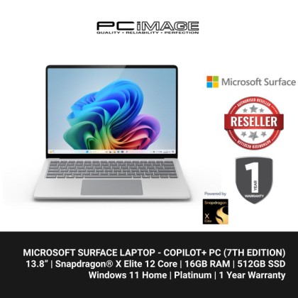 Microsoft Surface Laptop - Copilot+ PC - 13.8" touchscreen - Snapdragon® X Elite 12 Core - 16GB Memory - 512GB SSD - (7th Edition) - Platinum + FREE BUNDLE