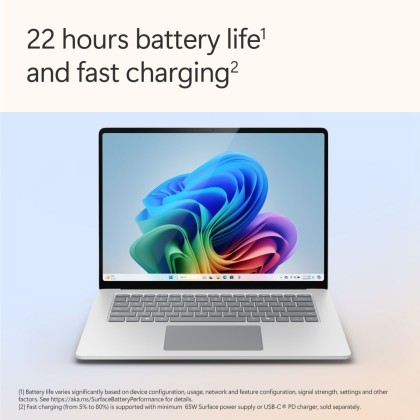 Microsoft Surface Laptop - Copilot+ PC - 15" touchscreen - Snapdragon® X Elite 12 Core - 16GB Memory - 256GB SSD - (Latest Model, 7th Edition) - Platinum