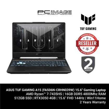 ASUS TUF GAMING A15 (FA506N-CRHN039W) R7-7435HS/ 16GB 4800MHZ/ 512GB SSD/ RTX3050 4GB/ 15.6" FHD 144HZ/ Win11H/ 2 YEARS WARRANTY GRAPHITE BLACK