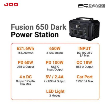 JQB FUSION 650W DARK POWER STATION WITH LED LIGHT - 621.6WH/ 168000MAH / 2 AC 650W / 7KG / 5YW JQB FUSION 650W DARK POWER STATION WITH LED LIGHT - 621.6WH/ 168000MAH / 2 AC 650W / 7KG / 5YW