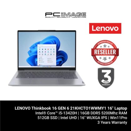 LENOVO Thinkbook 16 GEN 6 21KHCTO1WWMY1 16" Laptop (i5-13420H, 16GB 5200Mhz, 512GB SSD, Intel UHD, Win11P)