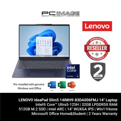 LENOVO IdeaPad Slim5 14IMH9-83DA006FMJ 14" Laptop Abyss Blue (U5-125H, 32GB LPDDR5X, 512GB SSD, Intel ARC, Win11H, OfficeHNS21)