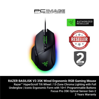 Razer Basilisk V3 35K Wired Ergonomic RGB Gaming Mouse (RZ01-05230100-R3M1)