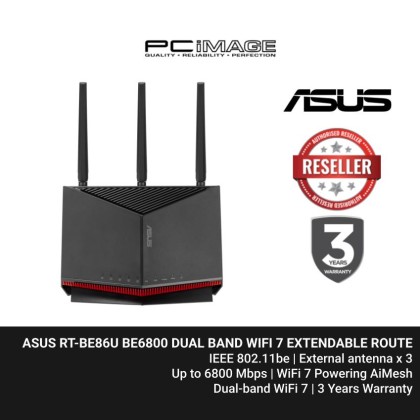 ASUS RT-BE86U BE6800 DUAL BAND WIFI 7 EXTENDABLE ROUTER
