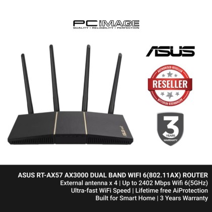 ASUS RT-AX57 AX3000 DUAL BAND WIFI 6(802.11AX) ROUTER ASUS RT-AX57 AX3000 DUAL BAND WIFI 6(802.11AX) ROUTER