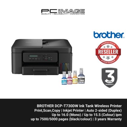 BROTHER DCP-T730DW Ink Tank Wireless Printer (Print, Scan, Copy, Duplex, Airprint) + FREE TNG RM50