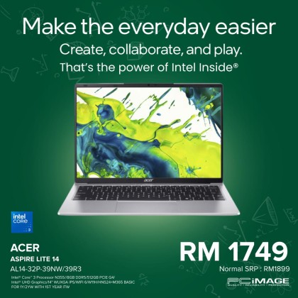 ACER Aspire Lite 14 AL14-32P-39NW/39R3 14" Laptop (C3 N355, 8GB DDR5, 512GB SSD, Intel UHD, Win11H, OfficeHNS24+M365 BASIC, 2YW)