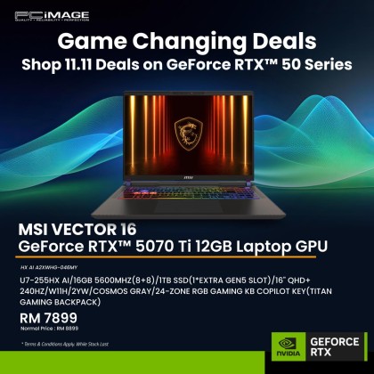 MSI VECTOR 16 HX AI A2XWHG-046MY 16" GAMING LAPTOP COSMOS GRAY(U7-255HX AI,16GB 5600MHZ,1TB SSD,RTX5070TI 12GB,Win11H, 2YW) MSI VECTOR 16 HX AI A2XWHG-046MY 16" GAMING LAPTOP COSMOS GRAY(U7-255HX AI,16GB 5600MHZ,1TB SSD,RTX5070TI 12GB,Win11H, 2YW)