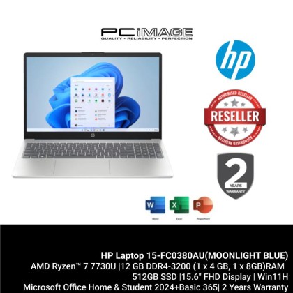 HP 15-FC0380AU MOONLIGHT BLUE (R7-7730U/12GB DDR4 2DM 3200/512GB SSD/RADEON/15.6" FHD/W11H/MS24+365 BASIC/2YW)