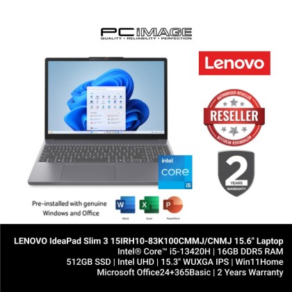 LENOVO IdeaPad Slim 3 15IRH10-83K100CMMJ/CNMJ 15.6" Laptop (i5-13420H, 16GB 4800Mhz, 512GB SSD, Intel UHD, Win11H, OfficeHNS24+365 Basic, 2YW)