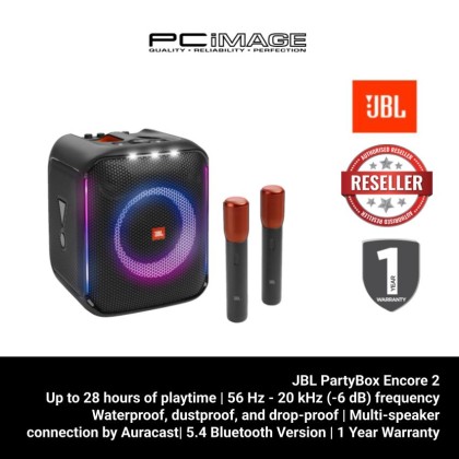 JBL PARTYBOX ENCORE 2 WITH 2 MICS (BLACK) PORTABLE PARTY SPEAKER  | 1YW