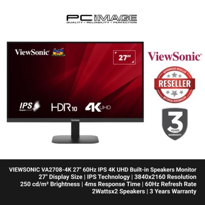 VIEWSONIC VA2708-4K 27" 60Hz IPS 4K UHD Built-in Speakers Monitor