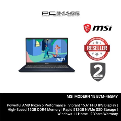 MSI MODERN 15 B7M-465MY R5-7430U/16GB 3200MHZ OB/512GB SSD/AMD RADEON/15.6" FHD/W11H/HNS24+M365 BASIC/2YW/CLASSIC BLACK(SLEEVE BAG)