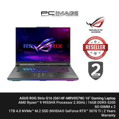 ASUS ROG Strix G16 AI (G614F-MRV057W) GeForce RTX™ 5060 8GB (R9-9955HX/32GB 5600MHZ(16+16)/1TB 4.0/4-ZONE/16" FHD 165HZ/W11/2 YEARS) ASUS ROG Strix G16 AI (G614F-MRV057W) GeForce RTX™ 5060 8GB (R9-9955HX/32GB 5600MHZ(16+16)/1TB 4.0/4-ZONE/16" FHD 165HZ/W11/2 YEARS)