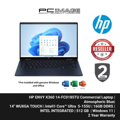 HP ENVY X360 14-FC0185TU ULTRA 7-155U/16GB DDR5/512GB/INTEL INTEGRATED/14" WUXGA TOUCH/W11H/MS24+BASIC 365/ATHMOSPHERIC BLUE/2YW HP ENVY X360 14-FC0185TU ULTRA 7-155U/16GB DDR5/512GB/INTEL INTEGRATED/14" WUXGA TOUCH/W11H/MS24+BASIC 365/ATHMOSPHERIC BLUE/2YW