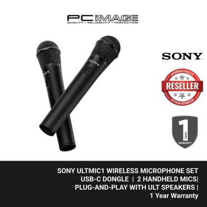 SONY ULTMIC1 WIRELESS MIC SET | 2 HANDHELD MICS | 50 Hz–15 kHz | USB‑C DONGLE | PLUG‑AND‑PLAY WITH ULT SPEAKERS | 1YW SONY ULTMIC1 WIRELESS MIC SET | 2 HANDHELD MICS | 50 Hz–15 kHz | USB‑C DONGLE | PLUG‑AND‑PLAY WITH ULT SPEAKERS | 1YW