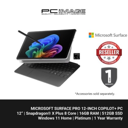 Microsoft Surface Pro 12-inch Copilot+ PC - 12" PixelSense touchscreen - Snapdragon® X Plus 8 Core - 16GB Memory - 512GB SSD - Device Only - Platinum