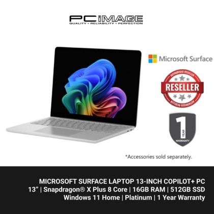 Microsoft Surface Laptop 13-inch Copilot+ PC - 13" touchscreen - Snapdragon® X Plus 8 Core - 16GB Memory - 512GB SSD - Platinum Microsoft Surface Laptop 13-inch Copilot+ PC - 13" touchscreen - Snapdragon® X Plus 8 Core - 16GB Memory - 512GB SSD - Platinum