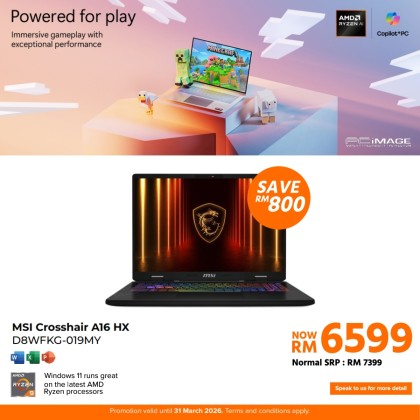 MSI Crosshair A16 HX D8WFKG-019MY 16" Gaming Laptop Cosmos Grey (R9-8940HX, 16GB 5600MHZ, 1TB SSD, RTX5060 8GB, 16" QHD+ 240HZ, Win11H, 2YW) MSI Crosshair A16 HX D8WFKG-019MY 16" Gaming Laptop Cosmos Grey (R9-8940HX, 16GB 5600MHZ, 1TB SSD, RTX5060 8GB, 16" QHD+ 240HZ, Win11H, 2YW)