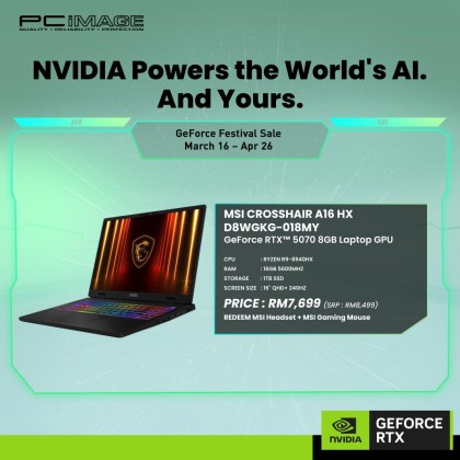 MSI CROSSHAIR A16 HX D8WGKG-018MY GeForce RTX™ 5070 R9-8940HX/16GB 5600MHZ(8+8)/1TB SSD(1*EXTRA GEN5 SLOT)/RTX5070 8GB/16" QHD+ 240HZ/W11H/2YW/COSMOS GRAY