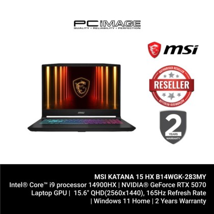MSI KATANA 15 HX B14WGK-283MY I9-14900HX/16GB 5600MHZ(8+8)/1TB SSD/RTX5070 8GB/15.6" QHD 165HZ/W11H/2YW/BLACK MSI KATANA 15 HX B14WGK-283MY I9-14900HX/16GB 5600MHZ(8+8)/1TB SSD/RTX5070 8GB/15.6" QHD 165HZ/W11H/2YW/BLACK