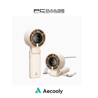 AECOOLY PB02A HALO 02A FOLDABLE HANDHELD FAN/ 5000MAH/ 5 GEARS/ 1YW - BEIGE / BLACK / WHITE