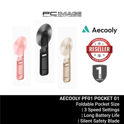 AECOOLY PF01 POCKET 01-PORTABLE HANDHELD FAN/ 2000MAH/ 3 GEARS/ 1YW - BEIGE / BLACK / PINK