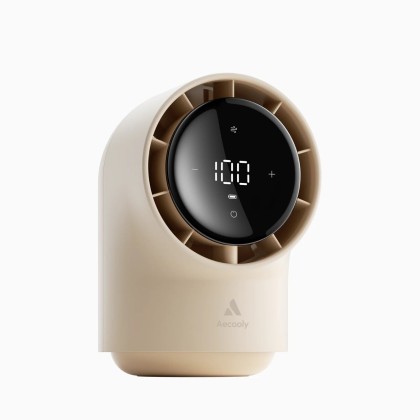 AECOOLY TB01 CHIC 01-3-ANGLES OSCILLATING DESK FAN / 8000MAH/ 100 GEARS/ 1YW - BEIGE / BLACK