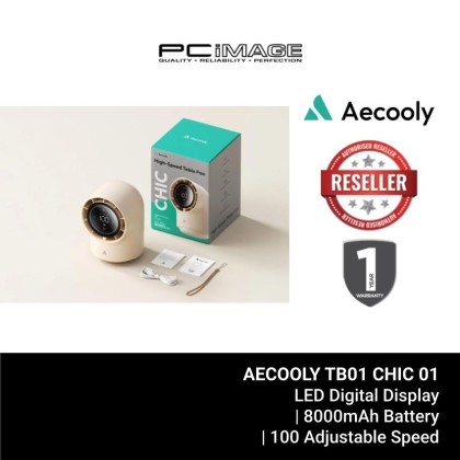 AECOOLY TB01 CHIC 01-3-ANGLES OSCILLATING DESK FAN / 8000MAH/ 100 GEARS/ 1YW - BEIGE / BLACK