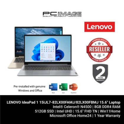 LENOVO IdeaPad 1 15IJL7-82LX00FAMJ/82LX00FBMJ 15.6" Laptop (N4500, 8GB DDR4, 512GB SSD, Intel UHD, 15.6" FHD, , Win11H, OfficeHNS24+M365, 1YW)