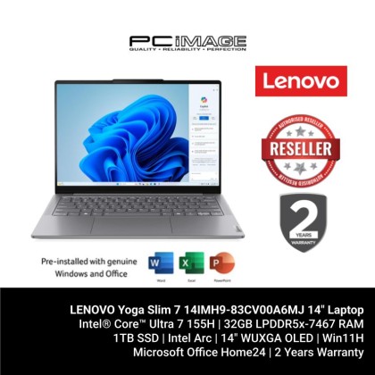 LENOVO Yoga Slim 7 14IMH9-83CV00A6MJ 14" Laptop Luna Grey (U7-155H, 32GB DDR5, 1TB SSD, Intel Arc, 14" WUXGA OLED, Win11H, OfficeHome24, 2YW)