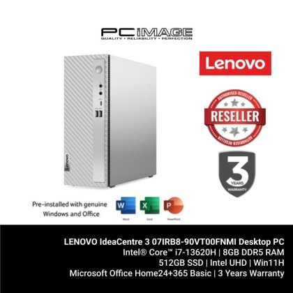 LENOVO IdeaCentre 3 07IRB8-90VT00FNMI Desktop PC Cloud Grey(i3-13100, 8GB DDR4, 512GB SSD, Intel UHD, Win11H, OfficeHome24, 3YW)