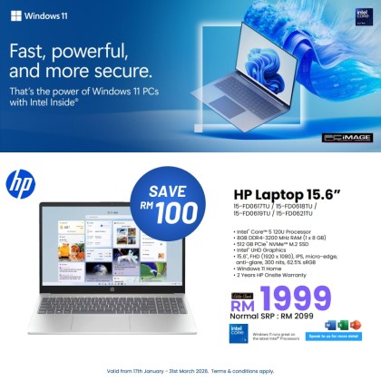 HP 15-FD0617TU/18TU/19TU/21TU 15.6" Laptop (C5-120U, 8GB RAM, 512GB SSD, Intel UHD, 15.6" FHD, Win11H, Office24+365 Basic, 2YW)