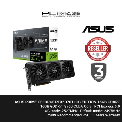 ASUS PRIME GEFORCE RTX5070TI OC EDITION 16GB GDDR7 Graphic Card