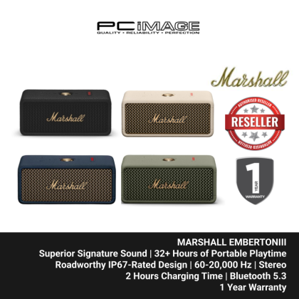 MARSHALL EMBERTON III PORTABLE BLUETOOTH SPEAKER
