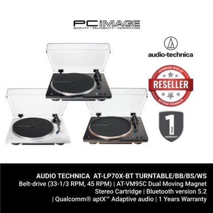 AUDIO TECHNICA  AT-LP70X-BT |TURNTABLE|5.2|QUALCOMM® APTX™|AT-VMN95C |1 WTY