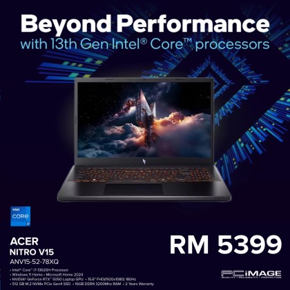 ACER Nitro V15 ANV15-52-78XQ GeForce RTX™ 5050 15.6" Gaming Laptop Black (i7-13620H, 16GB DDR4, 512GB SSD, GeForce RTX5050 6GB, 15.6" FHD 180HZ, Win11H, officeHome24, 2YW) ACER Nitro V15 ANV15-52-78XQ GeForce RTX™ 5050 15.6" Gaming Laptop Black (i7-13620H, 16GB DDR4, 512GB SSD, GeForce RTX5050 6GB, 15.6" FHD 180HZ, Win11H, officeHome24, 2YW)