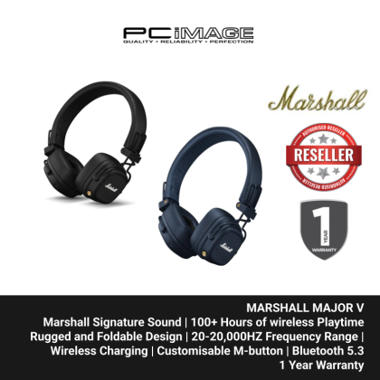 MARSHALL MAJOR V Wireless On-Ear Headphones with 100+ hours playtime