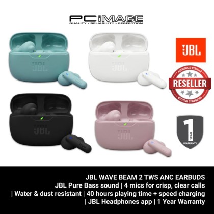 JBL WAVE BEAM 2 TWS ANC EARBUDS | PURE BASS SOUND | 10+30H PLAYTIME | ANC | IP54 | BT5.3 | MULTIPOINT CONNECTION | 1YW JBL WAVE BEAM 2 TWS ANC EARBUDS | PURE BASS SOUND | 10+30H PLAYTIME | ANC | IP54 | BT5.3 | MULTIPOINT CONNECTION | 1YW