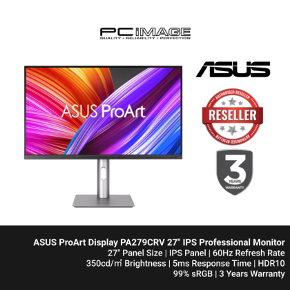 ASUS PROART PA279CRV 27"/3840X2160/4K/5MS/60HZ/HDMI/USB-C/DP/96W USB-C/PIVOT/IPS/3YW ASUS PROART PA279CRV 27"/3840X2160/4K/5MS/60HZ/HDMI/USB-C/DP/96W USB-C/PIVOT/IPS/3YW