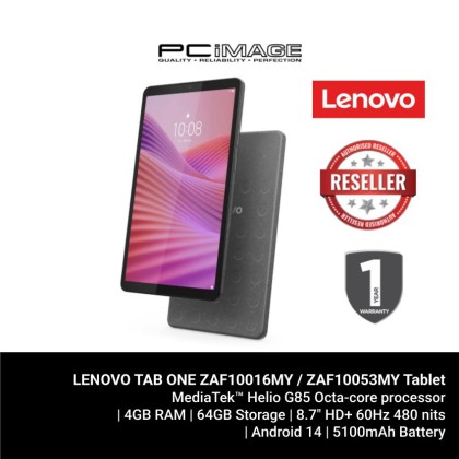 LENOVO TAB ONE ZAF10016MY/G85/4GB/64GB EMMC/4G LTE/8.7" HD 60HZ TOUCH/4G LTE/ANDROID 14/1YW CARRY IN/LUNA GREY (FOLIO CASE IN BOX)